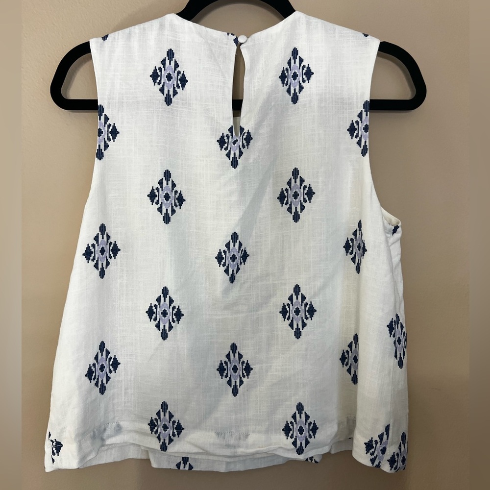 Alex Marie White Tank Top with Navy Diamond Print - Picture 2 of 7